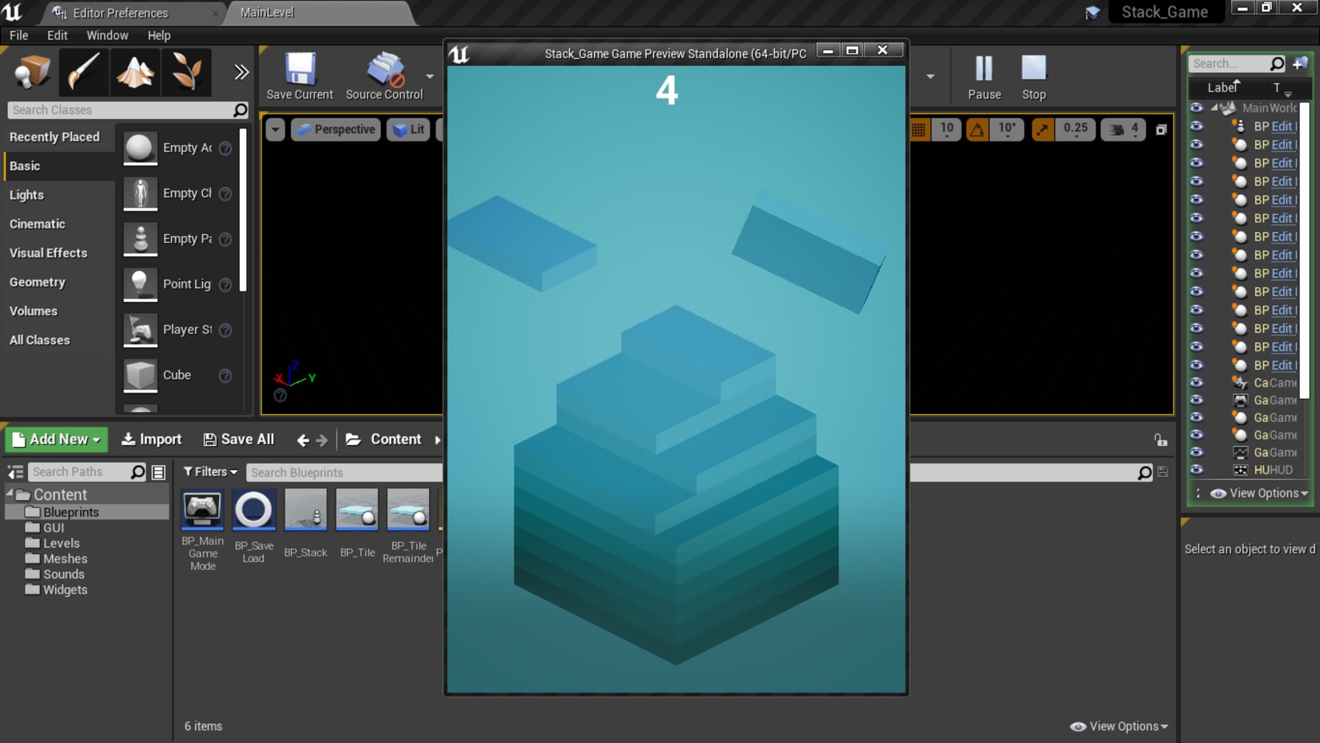 Stack Game Prototype in Blueprints UE Marketplace